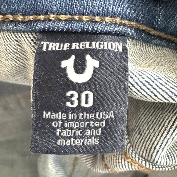 True Religion Geno Relaxed Slim Medium Wash Flap Pocket Jeans Men's Size 30x35 - Picture 8 of 12